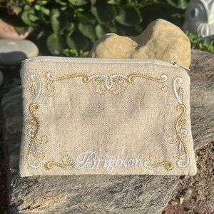 Brighton  Cloth change purse  Embroidery detail Zip top.